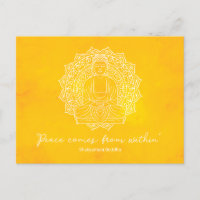 Vrede komt van binnen Shakyamuni Boeddha geel