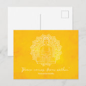 Vrede komt van binnen Shakyamuni Boeddha geel Briefkaart (Voorkant / Achterkant)