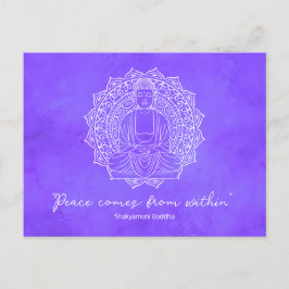 Vrede komt van binnen Shakyamuni Boeddha Paarse Briefkaart
