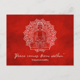 Vrede komt van binnen Shakyamuni Boeddha Rood Briefkaart
