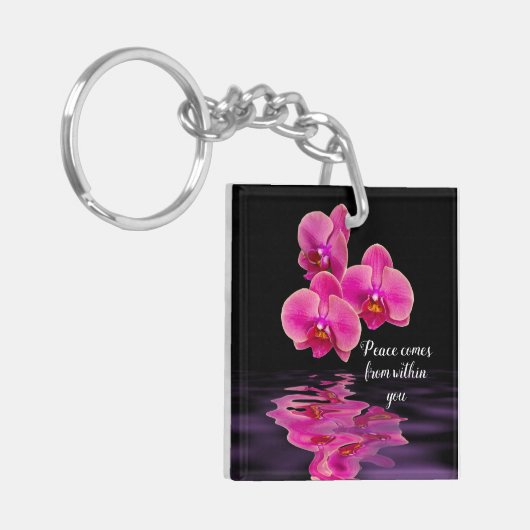 Vrede komt van binnen uw orchideeën-Sleutelhanger Sleutelhanger (Voorkant Links)