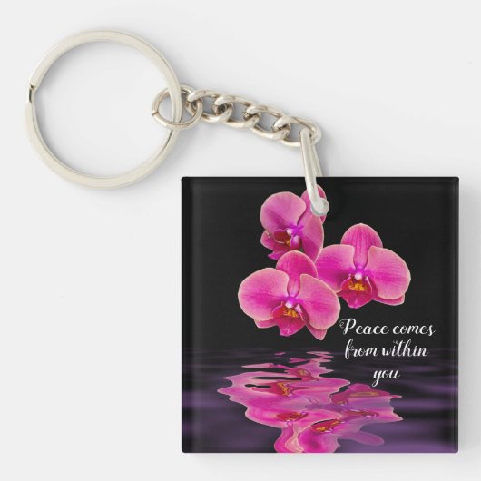 Vrede komt van binnen uw orchideeën-Sleutelhanger Sleutelhanger (Voorkant)