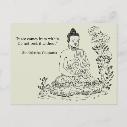 Vrede komt van binnenuit Boeddha Briefkaart (Voorkant)