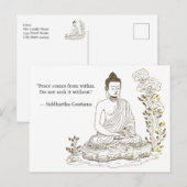 Vrede komt van binnenuit Boeddha Briefkaart (Voorkant / Achterkant)