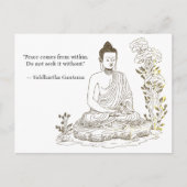 Vrede komt van binnenuit Boeddha Briefkaart (Voorkant)