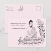 Vrede komt van binnenuit Boeddha Briefkaart (Voorkant / Achterkant)