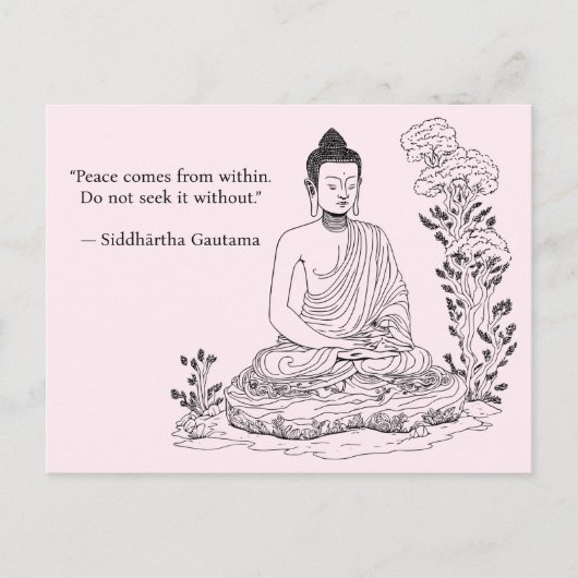 Vrede komt van binnenuit Boeddha Briefkaart (Voorkant)