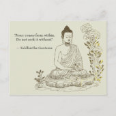Vrede komt van binnenuit Boeddha Briefkaart (Voorkant)