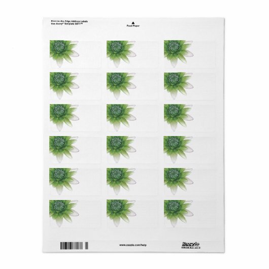 Vrede l Mooie Groene Lotus Blank Labels (Full Sheet)