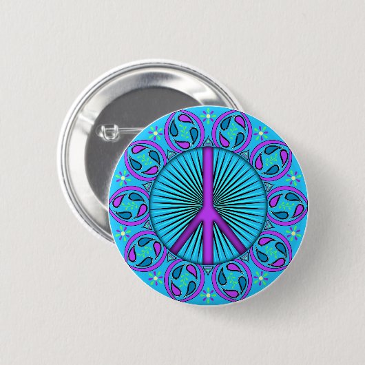 Vrede ~ Leaf Ronde Button 5,7 Cm (Voorkant /achterkant)