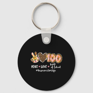 Vrede Liefde 100 Dagen van School Luipaard Bus Mon Sleutelhanger