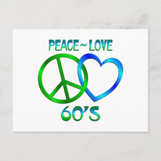 Vrede - Liefde 60's Briefkaart (Voorkant)