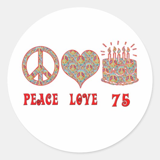 Vrede Liefde 75 Ronde Sticker (Voorkant)