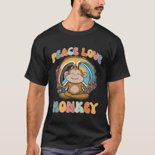 Vrede Liefde Aap Hippie Yoga Primaat Meditatie T-shirt
