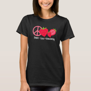 Vrede Liefde Aardbei Bessen Bes Aardbeien T-shirt