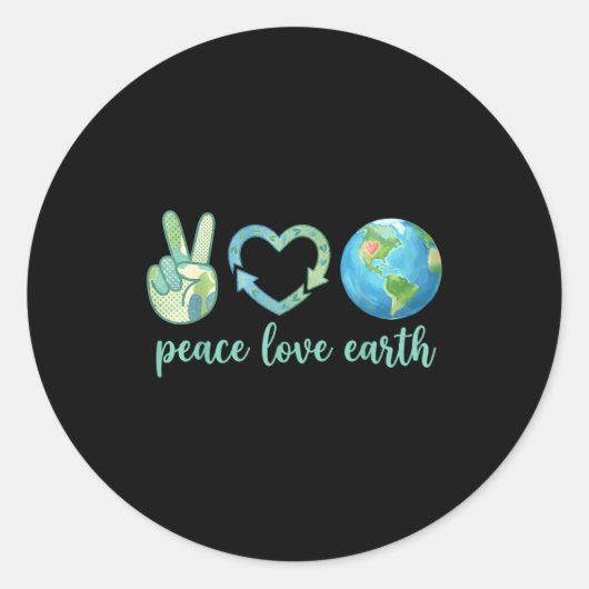 Vrede liefde aarde eco vriendelijk natuur aarde da ronde sticker (Voorkant)