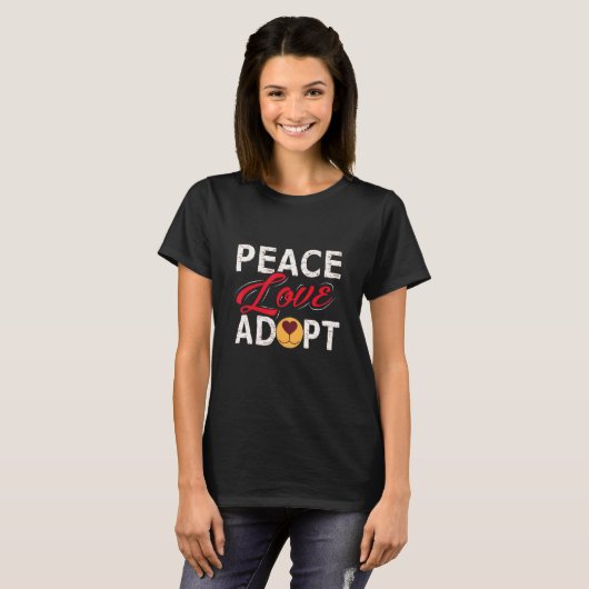 Vrede Liefde Adopt Pet Design Pet Rescue T-shirt (Voorkant volledig)