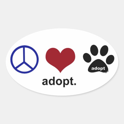 Vrede, liefde, adoptie ovale sticker (Voorkant)