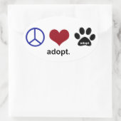 Vrede, liefde, adoptie ovale sticker (Tas)