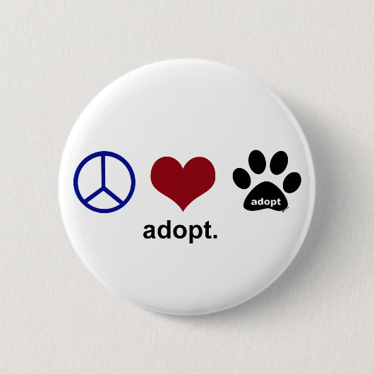 Vrede, liefde, adoptie ronde button 5,7 cm (Voorkant)