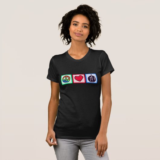 Vrede, liefde, akoestische gitaren t-shirt (Voorkant volledig)