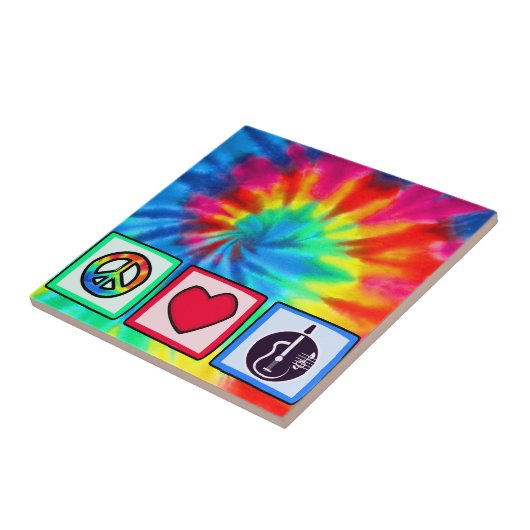 Vrede, liefde, akoestische gitaren tegeltje (Zijkant)