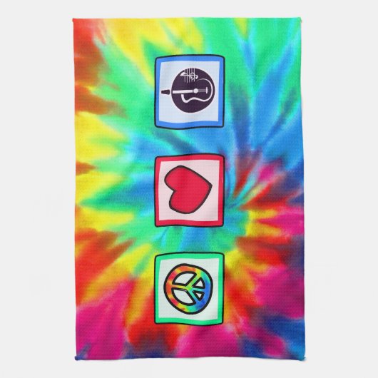 Vrede, liefde, akoestische gitaren theedoek (Verticaal)