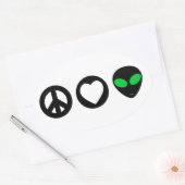 Vrede Liefde Alien Ovale Sticker (Envelop)