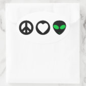 Vrede Liefde Alien Ovale Sticker (Tas)