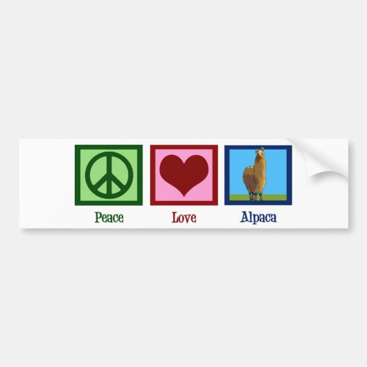 Vrede Liefde Alpaca Bumpersticker (Voorkant)