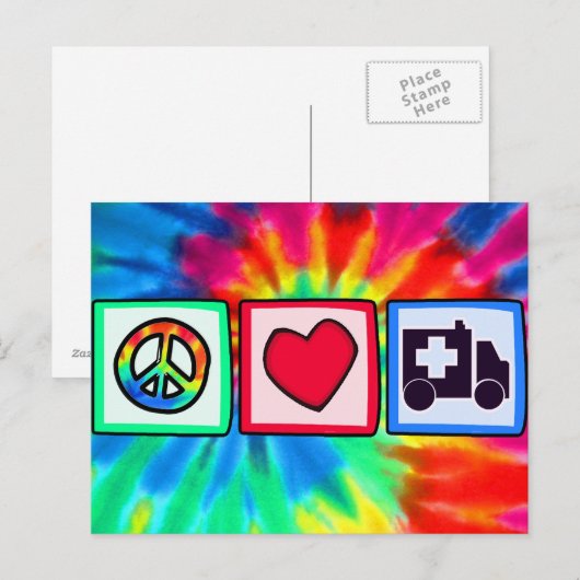 Vrede, liefde, ambulance briefkaart (Voorkant / Achterkant)