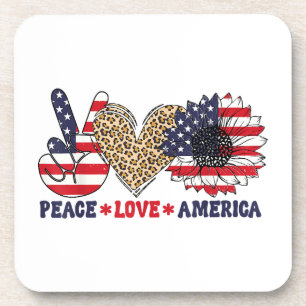Vrede Liefde Amerika 4 juli Patriottisch Bier Onderzetter
