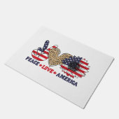 Vrede Liefde Amerika 4 juli Patriottisch Deurmat (Schuin)