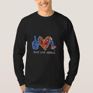 Vrede Liefde Amerika 4th of July VS vlag afbeeldin T-shirt