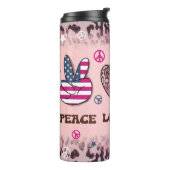 Vrede Liefde Amerika 4th van juli Onafhankelijkhei Thermosbeker (Gedraaid links)