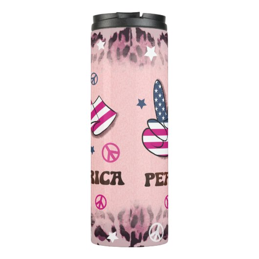 Vrede Liefde Amerika 4th van juli Onafhankelijkhei Thermosbeker (Achterkant)