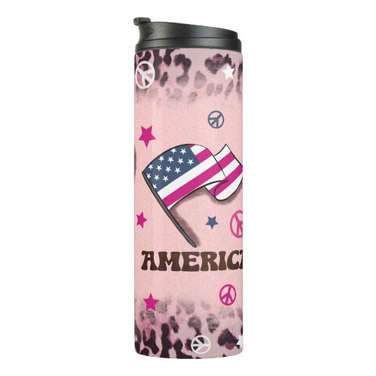 Vrede Liefde Amerika 4th van juli Onafhankelijkhei Thermosbeker (Geroteerd rechts)