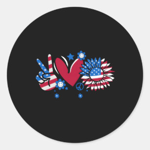 Vrede Liefde Amerika Amerikaanse vlag Vierde 4e ju Ronde Sticker