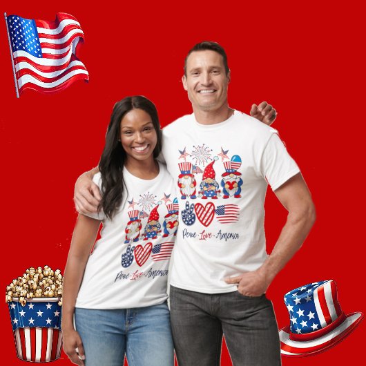 Vrede Liefde Amerika Onafhankelijkheid Patriottisc T-shirt