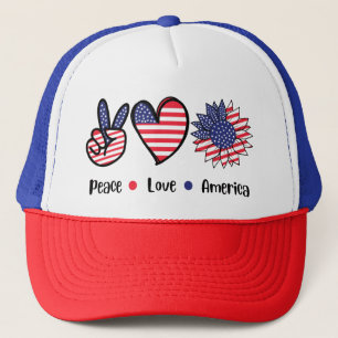 Vrede Liefde Amerika Patriotische 4 juli Trucker Pet