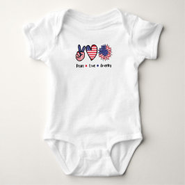Vrede Liefde Amerika Patriottisch Vlag Grafisch Romper
