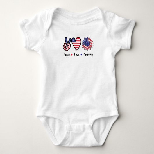 Vrede Liefde Amerika Patriottisch Vlag Grafisch Romper (Voorkant)