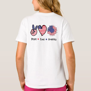 Vrede Liefde Amerika Patriottisch Vlag Grafisch T-shirt