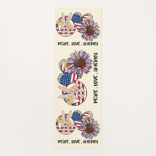 Vrede, Liefde & Amerika – Patriottische Zonnebloem Yogamat (Voorkant)