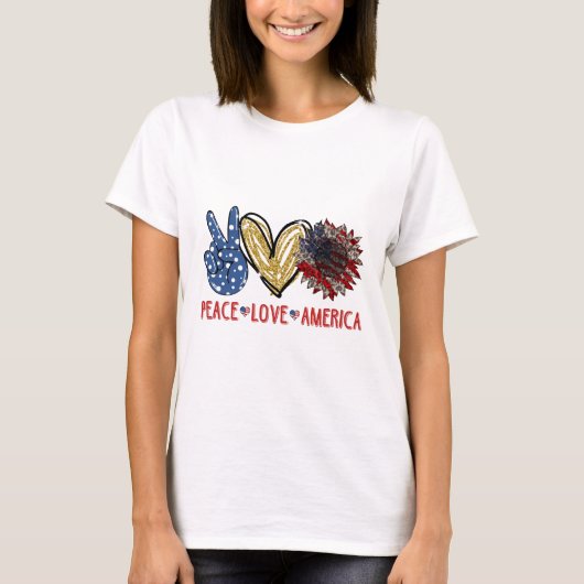 Vrede Liefde Amerika T-shirt (Voorkant)