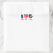 Vrede Liefde Amerika Vlag, 4 juli, Patriottisch Ronde Sticker (Tas)