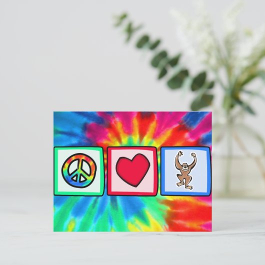 Vrede, liefde, apen briefkaart (Staand voorkant)