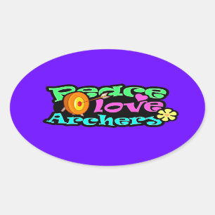 Vrede, liefde, Archery Ovale Sticker