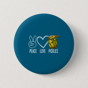 Vrede Liefde Augurken Retro Pot Met Gesneden Augur Ronde Button 5,7 Cm