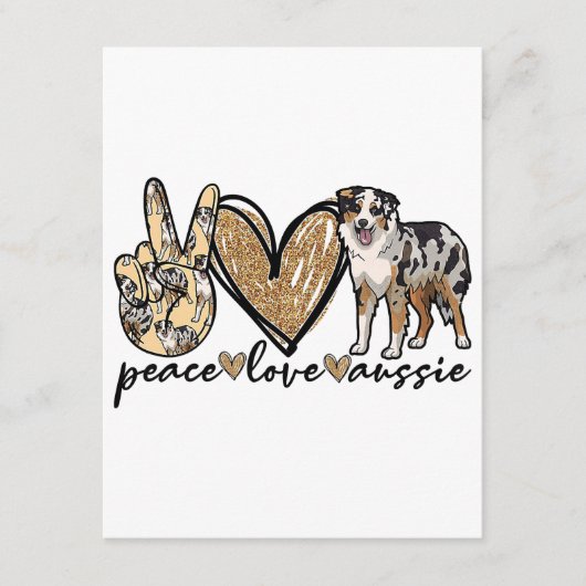 Vrede, Liefde, Aussie, Australische Herder Hond, H Informatiekaartje (Voorkant)